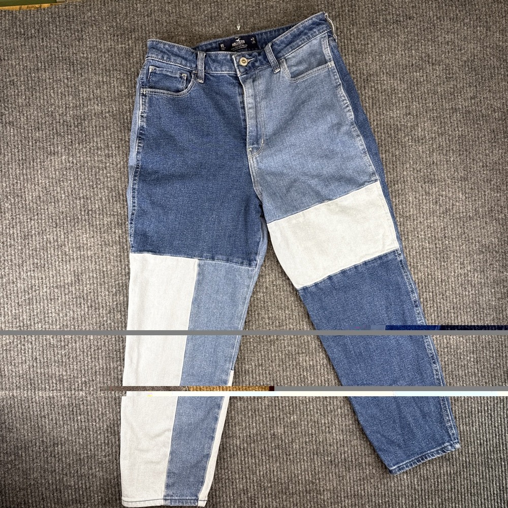 Hollister Women Ultra High-Rise Patchwork Mom Jeans Size 9S W28 L25 Y2K  Stretch